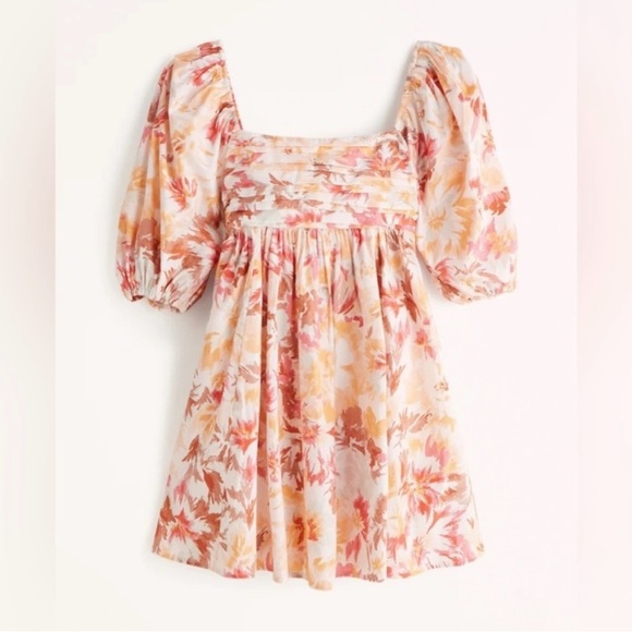 Abercrombie & Fitch Poplin Puff Sleeve Mini Dress - Size XL - Pink - Picture 4 of 13